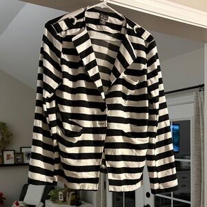 Dots Black and White Striped Blazer